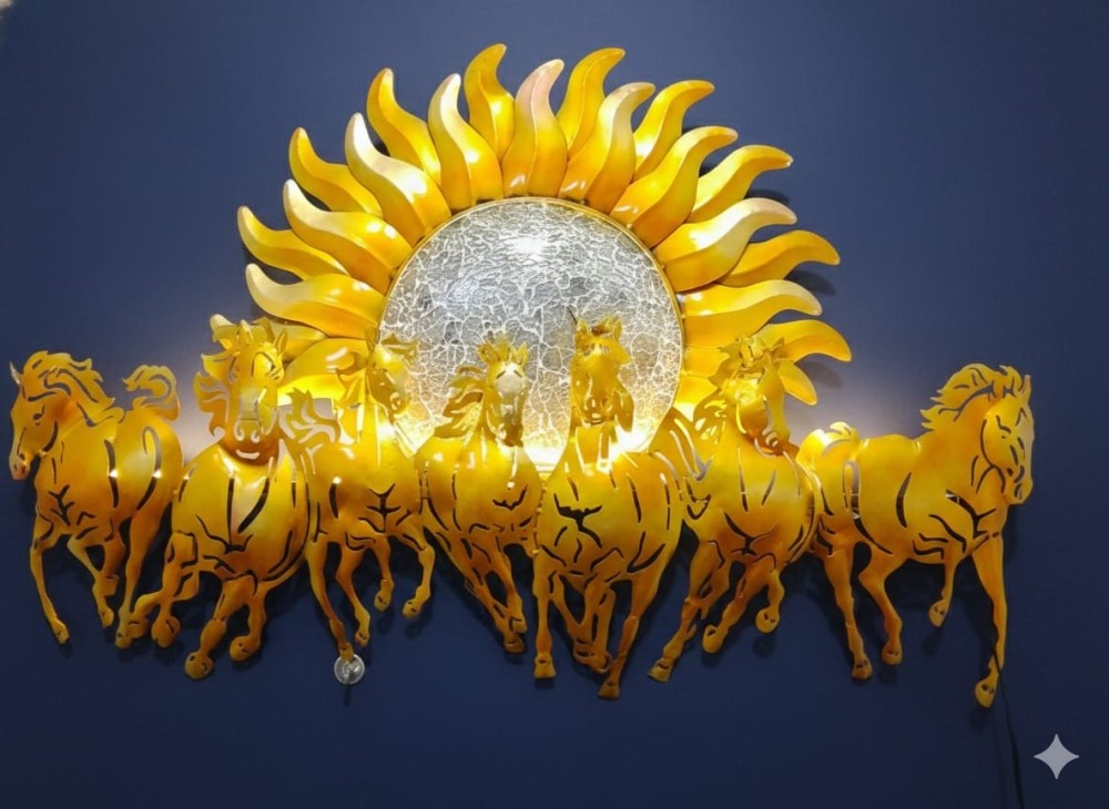 7 RUNNING HORSE GOLDEN AND MIRROR WORK