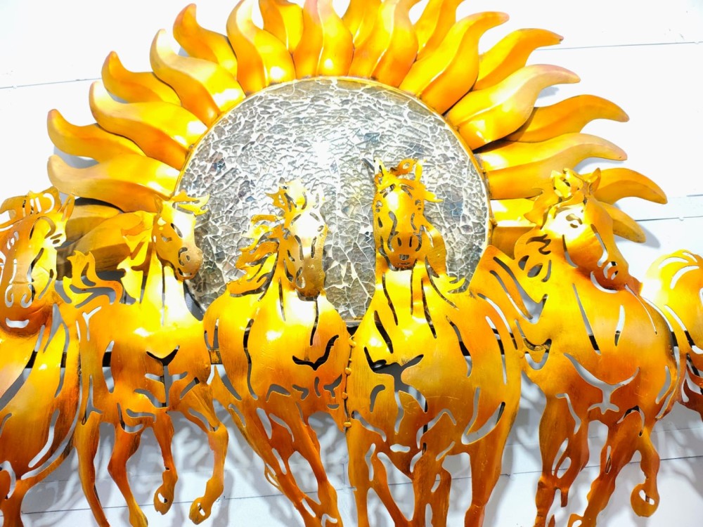 7 RUNNING HORSE GOLDEN AND MIRROR WORK