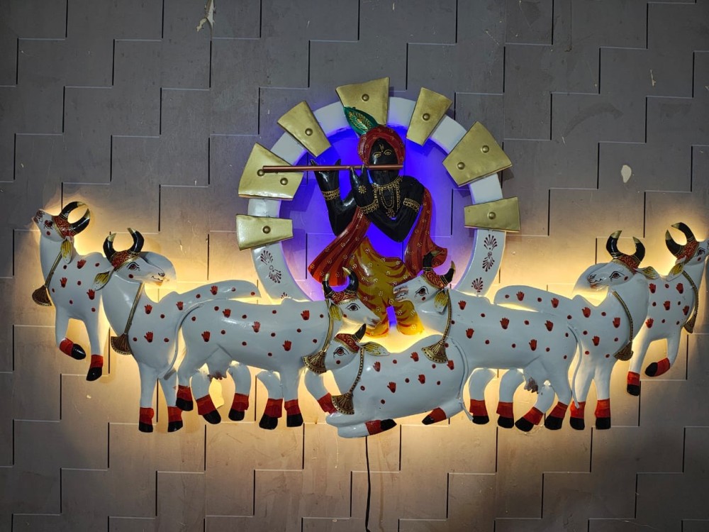 7 COW WITH LORD  KRISHNA  LE D ( 48X24 INCH )