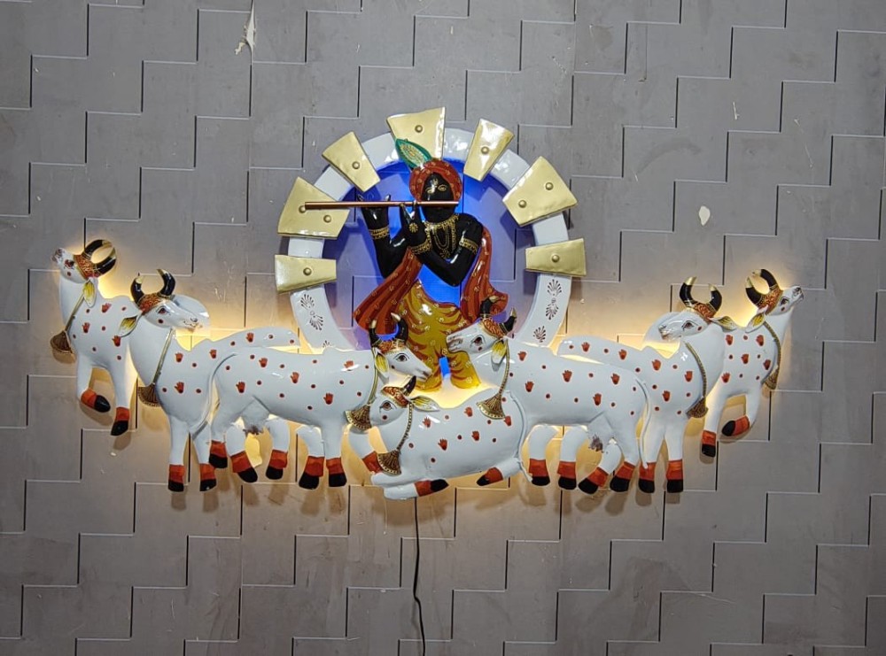7 COW WITH LORD  KRISHNA  LE D ( 48X24 INCH )